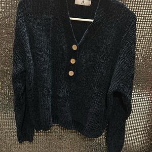 Long sleeve button, navy blue cardigan sweater medium